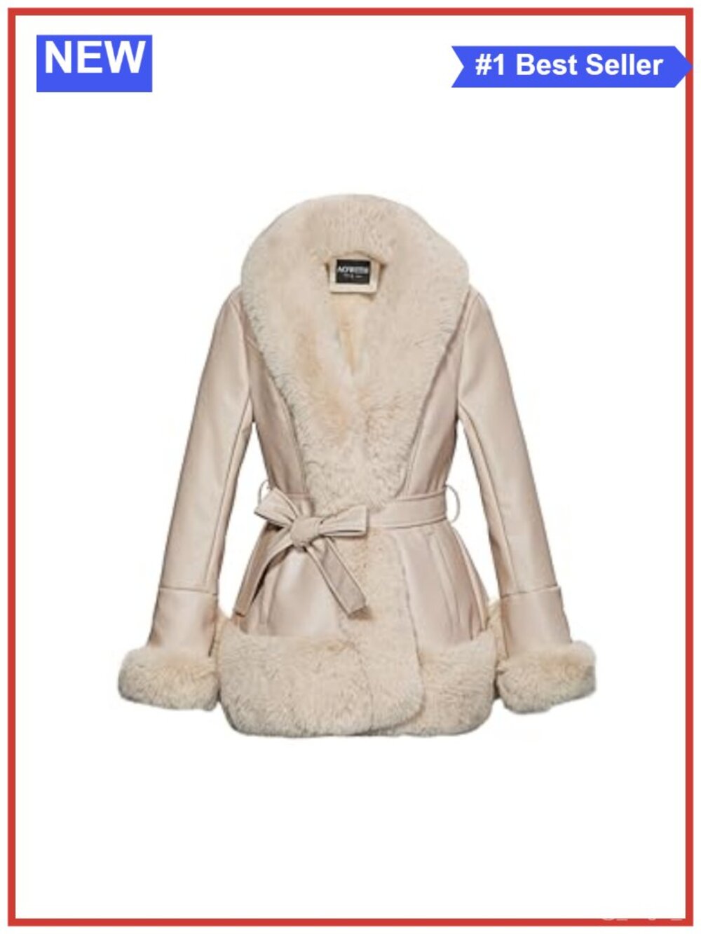 Faux Leather Jacket Coat for Women Faux Fur Collar Winter